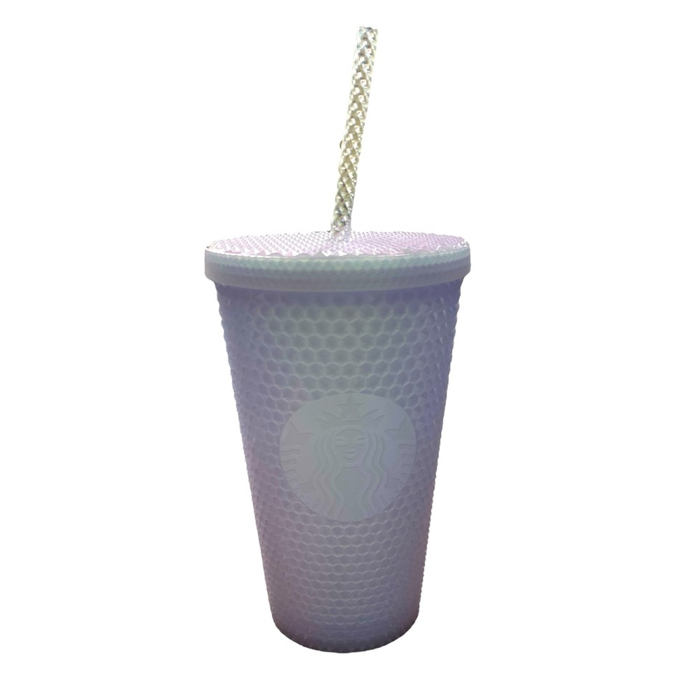Authentic Starbucks 2021 Holiday Studded Icy White/Purple Tint Plastic Tumbler